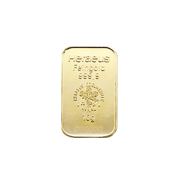 10 grams  Gold Bar - Heraeus