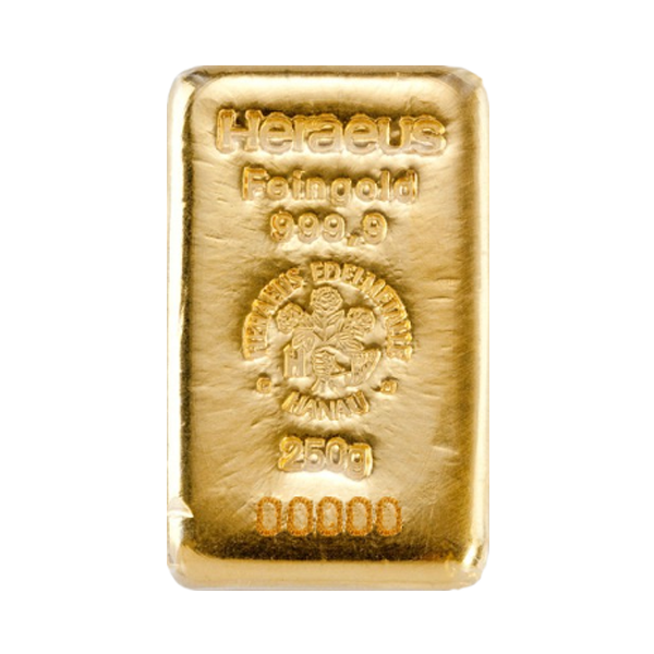 250 grams  Gold Bar - Heraeus