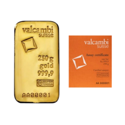 250 grams cast Gold Bar | Valcambi