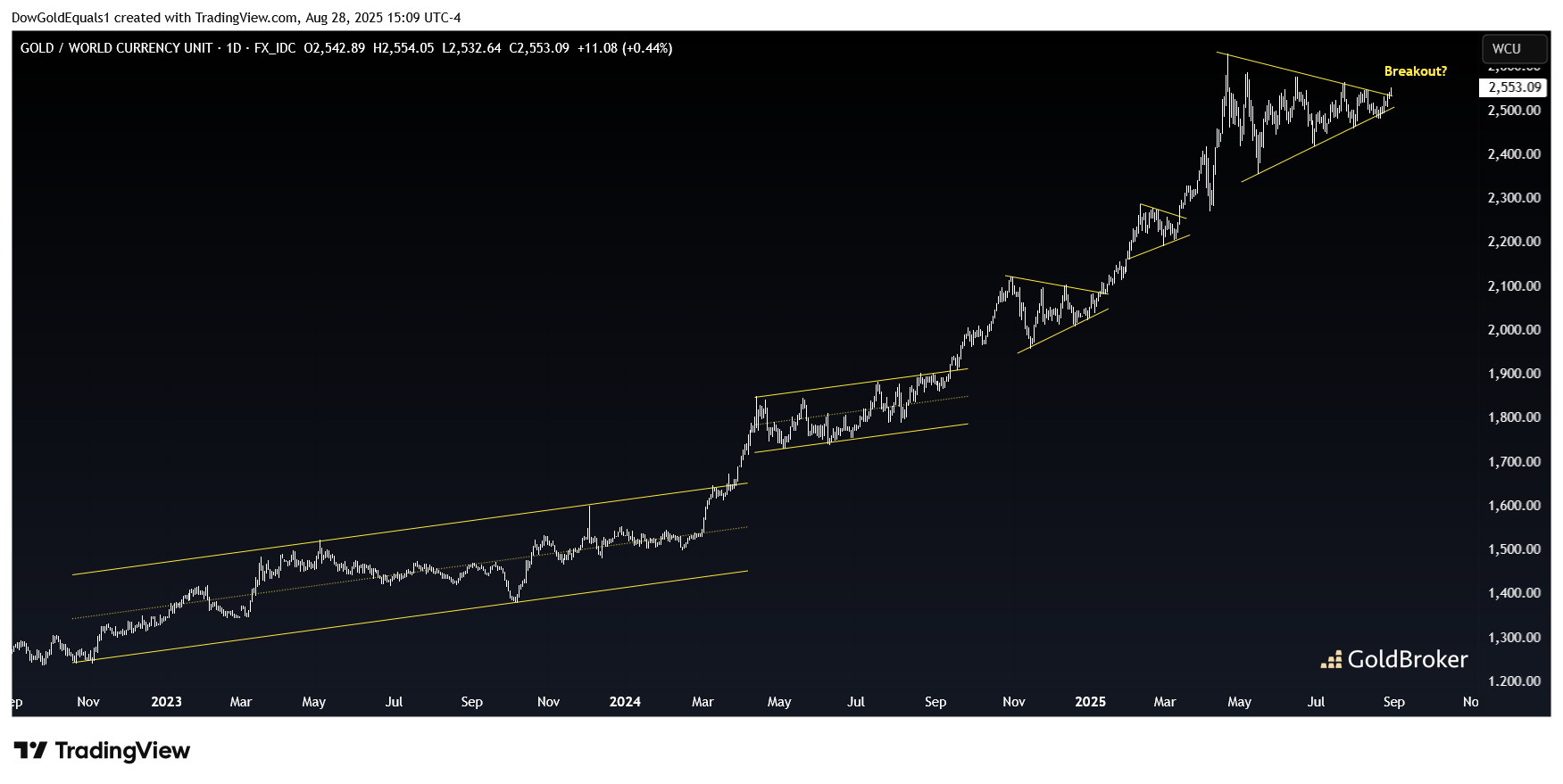 Gold in World Currency Units, daily chart