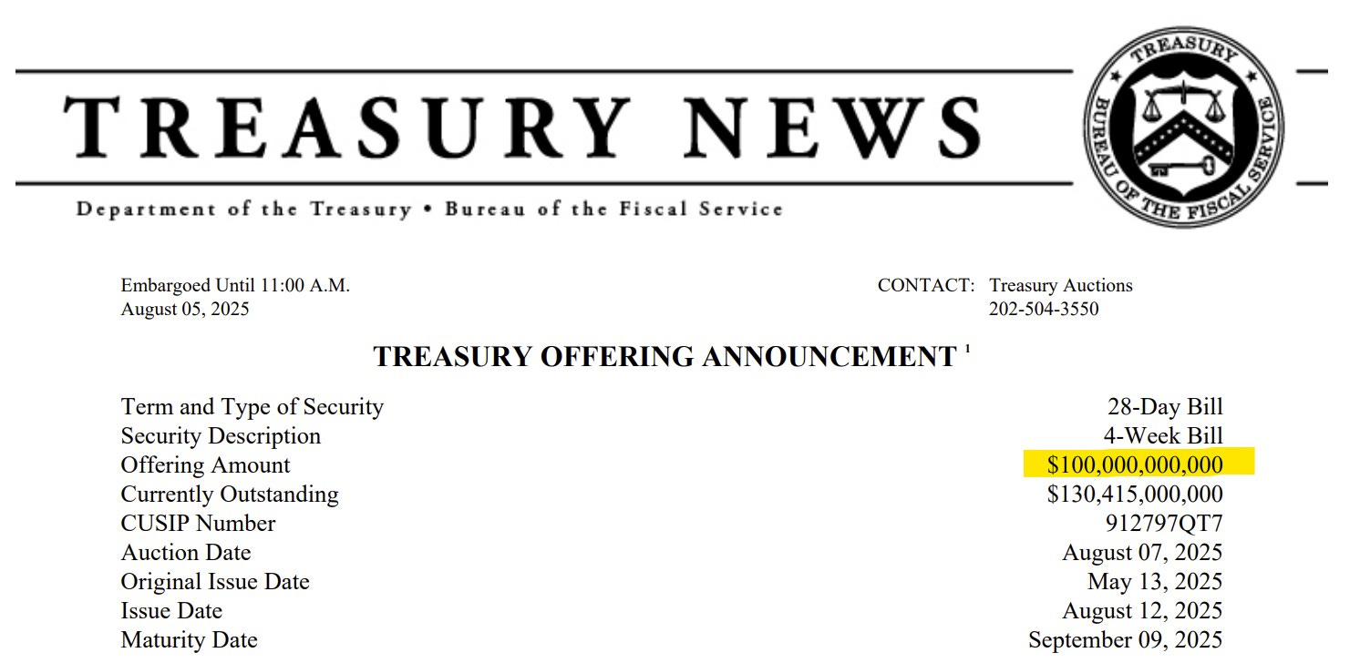 Treasury offering